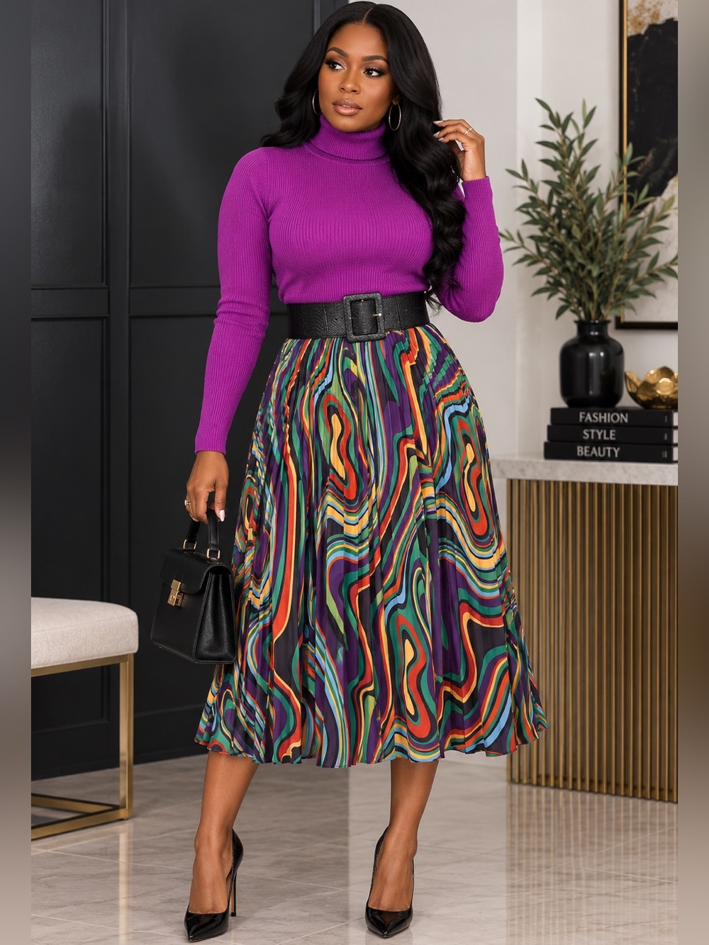 Mixed print skirt
